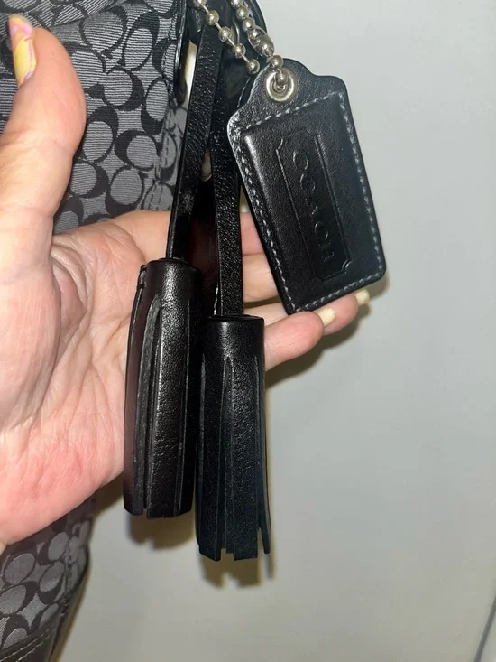 Coach Legacy 19918 Black Blue Signature Stripe Jaguard Hobo Shoulder Bag - Picture 4 of 7